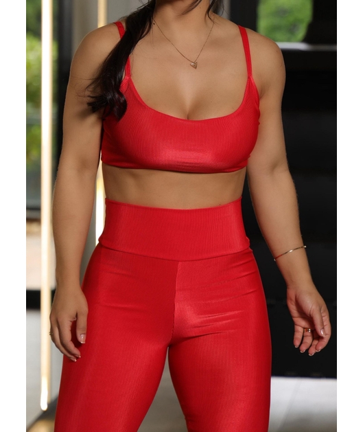 CONJUNTO FITNESS TOP COM CALÇA VERMELHO COLEÇÃO FEBELA MOVE
