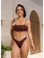BIQUÍNI TOP FLOR CALCINHA ASA DELTA MARROM COLEÇÃO BEACH GLAM - 1
