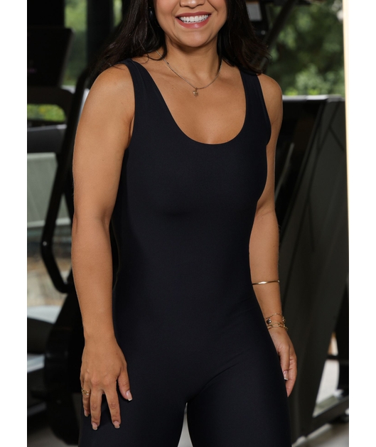 MACACÃO FITNESS PRETO COLEÇÃO FEBELA MOVE