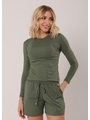 CONJUNTO FEMININA DE PROTEÇÃO UV CAMISA COM SHORT VERDE MILITAR - 1