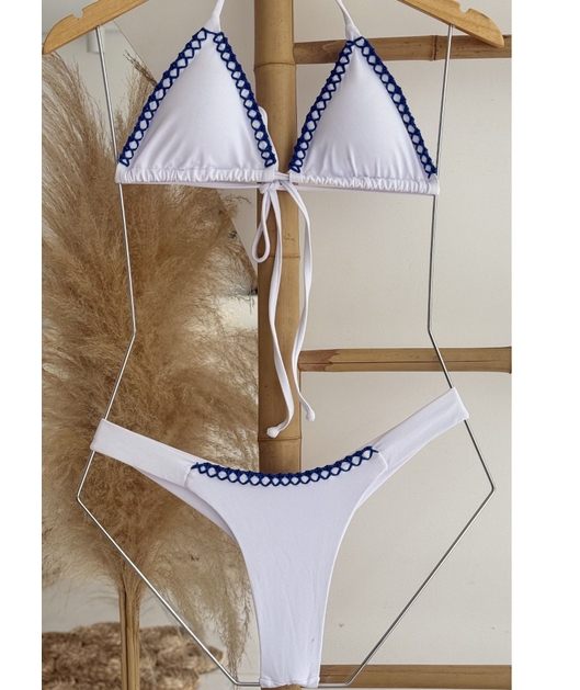 BIQUÍNI SUPLEX CORTININHA CALCINHA FIO DUPLO BRANCO COLEÇÃO BRASIL RAIZ