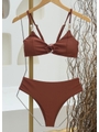 BIQUÍNI TOP ARGOLA CALCINHA ALTA MARROM COLEÇÃO COR DO PECADO - 4