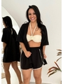SAÍDA DE PRAIA KIMONO COM SHORT NA SEDINHA PRETO - 1