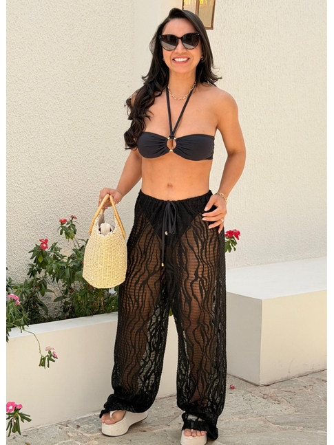SAÍDA DE PRAIA CALÇA TULE WAVES PRETA
