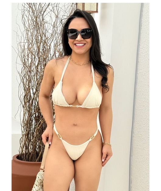 BIQUÍNI CORTININHA ORGANIC CALCINHA COM REGULADOR TEXTURE OFF WHITE COLEÇÃO CAPPUCCINO 1311