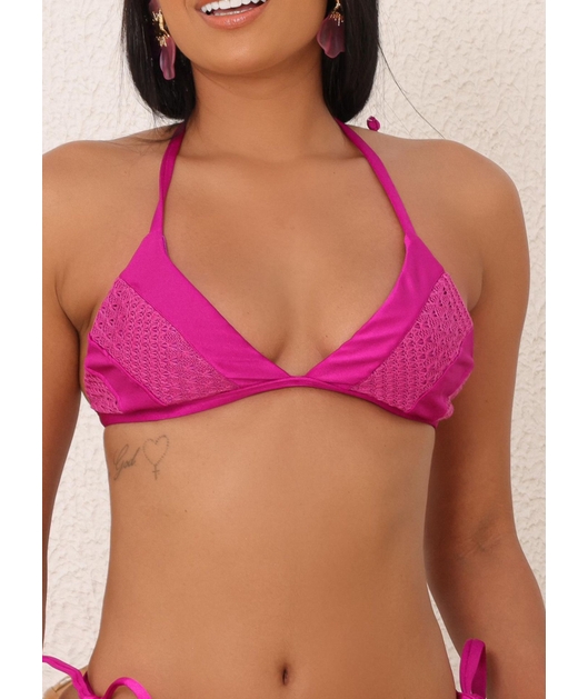BIQUÍNI TOP CALCINHA DE AMARRAR ROXO FÚCSIA COLEÇÃO PURO VAN11