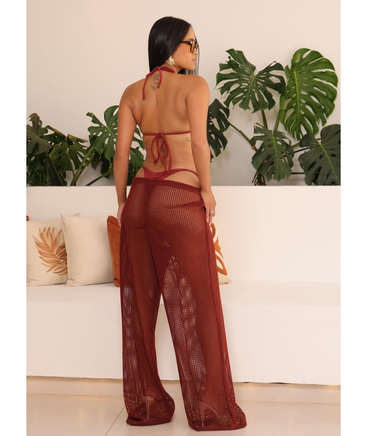 SAÍDA DE PRAIA CALÇA CROCHÊ BORDÔ COLEÇÃO CLAREIA