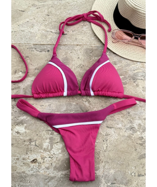 BIQUÍNI CORTININHA RECORTE CALCINHA FIO DUPLO ROSA COLEÇÃO BEIRA MAR VAN17