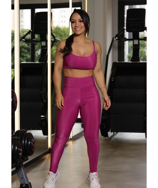 CONJUNTO FITNESS TOP COM CALÇA ROSA COLEÇÃO FEBELA MOVE