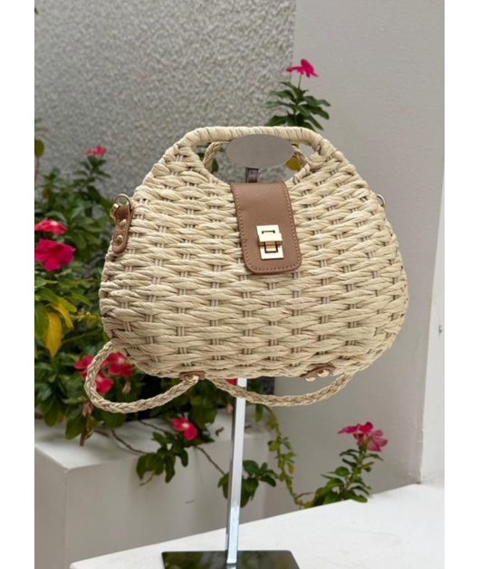 BOLSA DE PALHA PEQUENA OFF WHITE CHARM