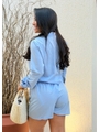 SAÍDA DE PRAIA CONJUNTO CAMISA E SHORT AZUL COLEÇÃO CANDY COLOR - 2
