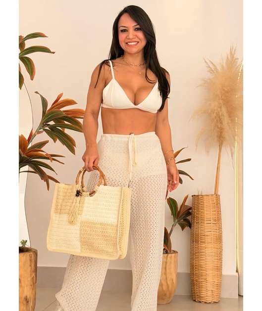 SAÍDA DE PRAIA CALÇA CROCHÊ OFF WHITE TDV845