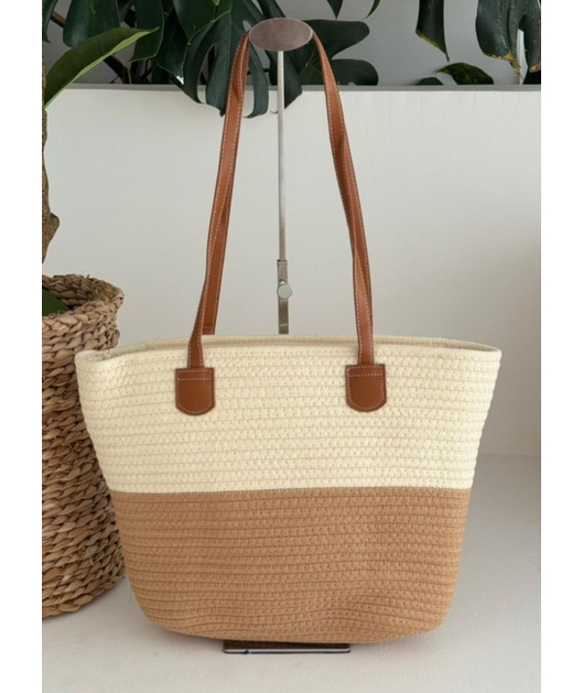 BOLSA DE PRAIA NUDE COM BEGE