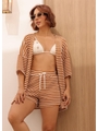 SAÍDA DE PRAIA KIMONO COM SHORT CARAMELO 1410 - 1