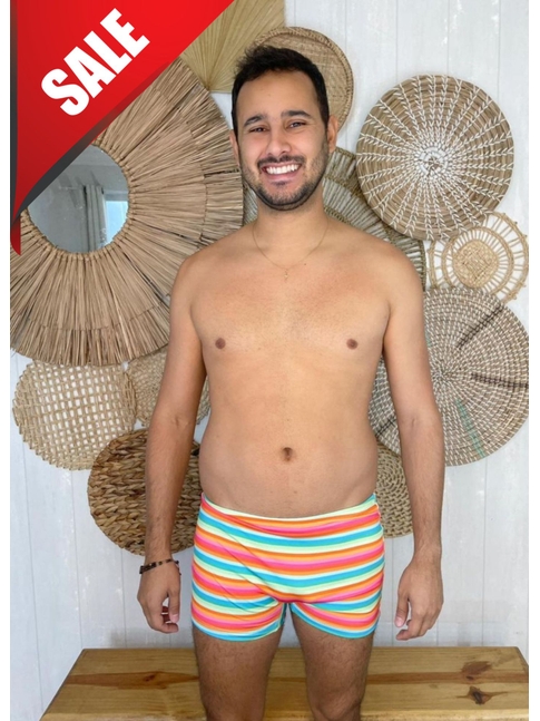 SUNGA TRADICIONAL BOX COM AMARRAÇÃO LISTRAS COLORIDAS