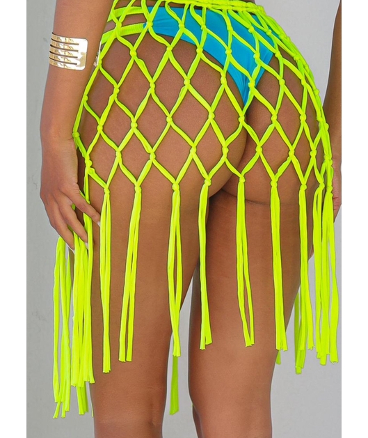 SAÍDA DE PRAIA MINI SAIA MACRAMÊ VERDE NEON COLEÇÃO NEON