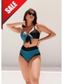 BIQUÍNI TRILOBAL COLEÇÃO GRINGA TOP AMARRAÇÃO CALCINHA SUNKINI AZUL COM PRETO - 1