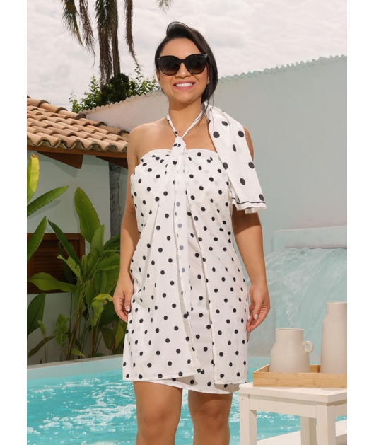 SAÍDA DE PRAIA VESTIDO AURA NA SEDINHA BRANCO COLEÇÃO PÉTIT POÁ