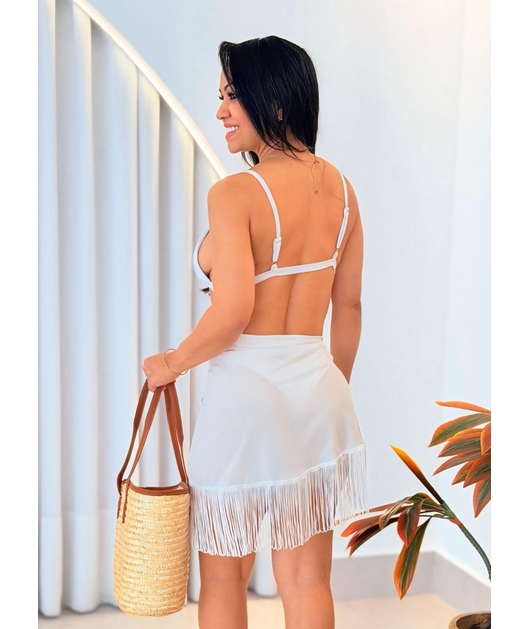 SAÍDA DE PRAIA PAREÔ COM FRANJA NA SEDINHA BRANCA CM02