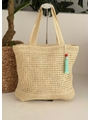 BOLSA DE PALHA GRANDE NUDE TELA TROPIC CTG423 - 1