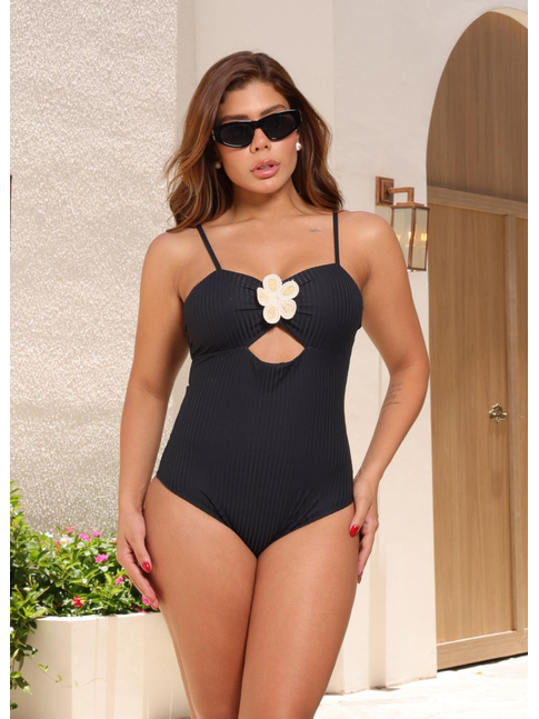 MAIÔ FLOR PRETO COLEÇÃO BEACH GLAM