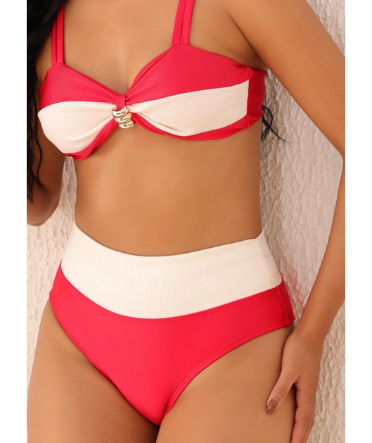 BIQUÍNI TOP BICOLOR CALCINHA TALA VERMELHO COLEÇÃO NÁUTICA