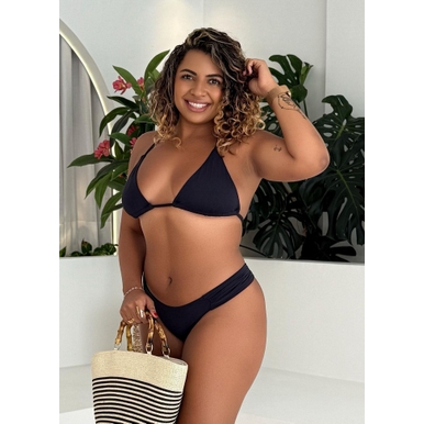 BIQUÍNI CORTININHA CALCINHA BORBOLETA PRETO COLEÇÃO CALIENTE