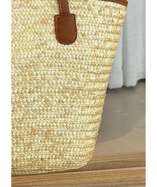 BOLSA ESTRUTURA EM PALHA NATURAL COM ALÇAS MARROM