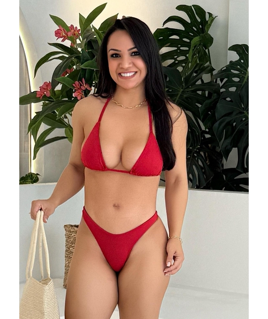 BIQUÍNI CORTININHA CALCINHA ASA DELTA VERMELHO COLEÇÃO CALIENTE