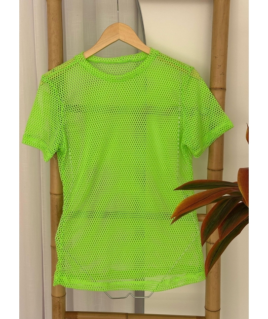 CAMISETA MANGA CURTA TELINHA VERDE NEON