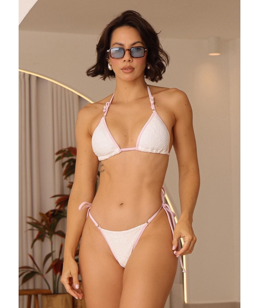 BIQUÍNI CORTININHA CALCINHA DE AMARRAR BRANCO COLEÇÃO ÁGUA VIVA