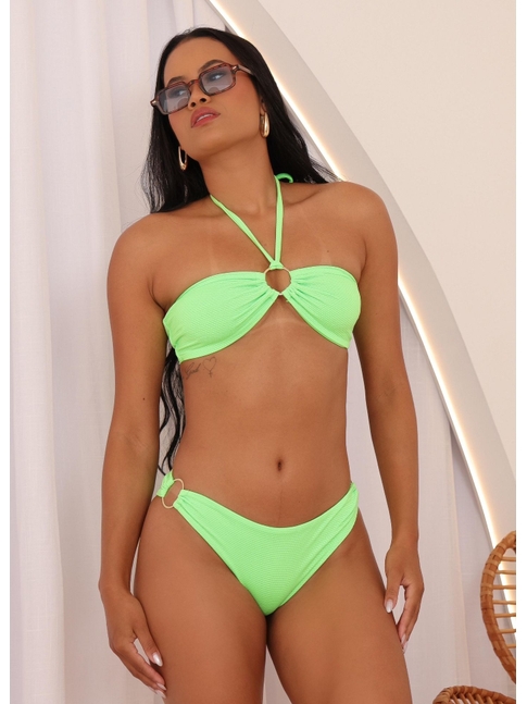 BIQUÍNI TOP ARGOLA CALCINHA TRADICIONAL VERDE NEON COLEÇÃO NEON COMB A10