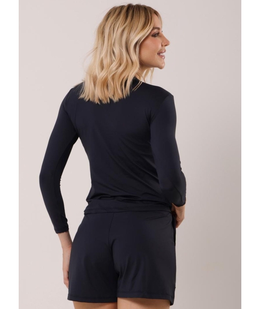 CONJUNTO FEMININA DE PROTEÇÃO UV CAMISA COM SHORT PRETO