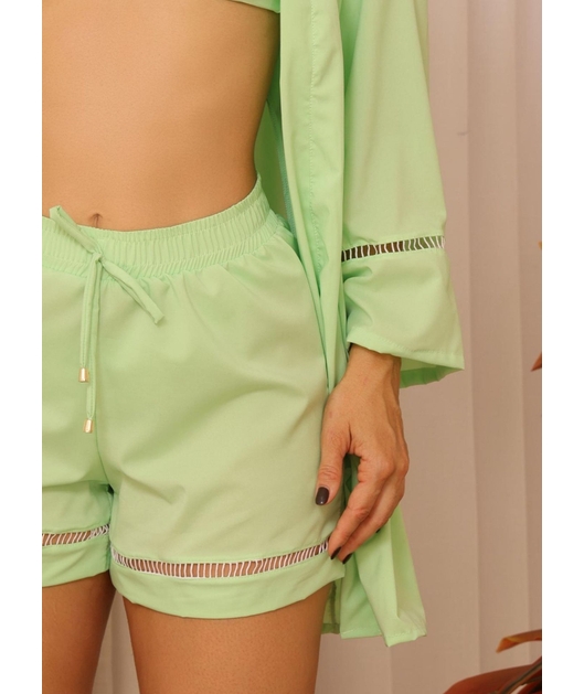 SAÍDA DE PRAIA KIMONO COM SHORT VERDE COLEÇÃO PUNTA CANA