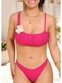 BIQUÍNI TOP FLOR CALCINHA ASA DELTA ROSA COLEÇÃO BEACH GLAM - 3