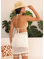 SAÍDA DE PRAIA CORTININHA COM SAIA DE FRANJA OFF WHITE COLEÇÃO CLAREIA - 2