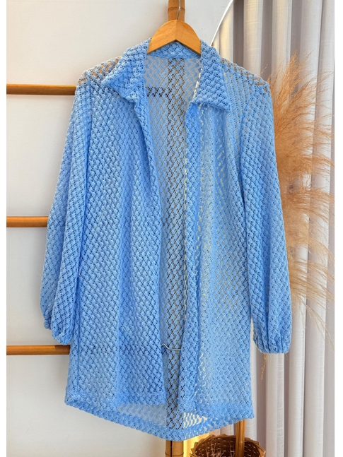 SAÍDA DE PRAIA CAMISA CROCHÊ AZUL COLEÇÃO BRISA II