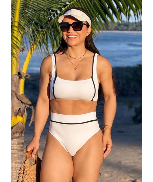 BIQUÍNI TOP CALCINHA TALA BRANCO COLEÇÃO CARIBENHA