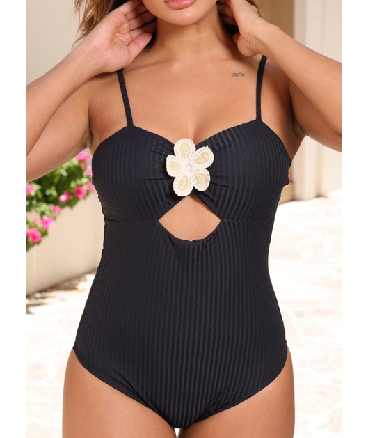 MAIÔ FLOR PRETO COLEÇÃO BEACH GLAM