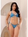 BIQUÍNI TOP AMARRAÇÃO FRONTAL CALCINHA DE AMARRAR AZUL COLEÇÃO LUAL  - 1