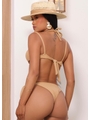BIQUÍNI ARO INTEIRO TRIÂNGULO CALCINHA DE AMARRAR COR AREIA COLEÇÃO BEACH CHIC VAN13 - 2
