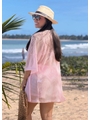 SAÍDA DE PRAIA KIMONO COM SHORT NO TULE EM LISTRA ROSA COLEÇÃO DULCE CARIBE - 2