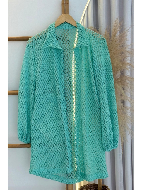 SAÍDA DE PRAIA CAMISA CROCHÊ VERDE ÁGUA COLEÇÃO BRISA II