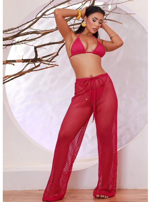 SAÍDA DE PRAIA CALÇA TELA ARRASTÃO ROSA M35
