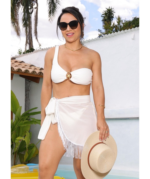 SAÍDA DE PRAIA PAREÔ COM FRANJA NA SEDINHA OFF WHITE REP621