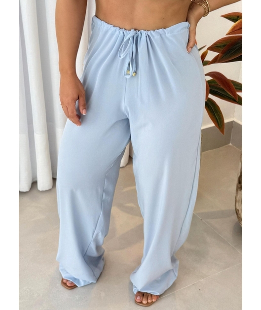 SAÍDA DE PRAIA CALÇA NA SEDINHA AZUL CLARO COLEÇÃO CARIBE