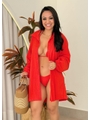SAÍDA DE PRAIA CAMISA NO CHIFFON VERMELHA CAQUI - 1