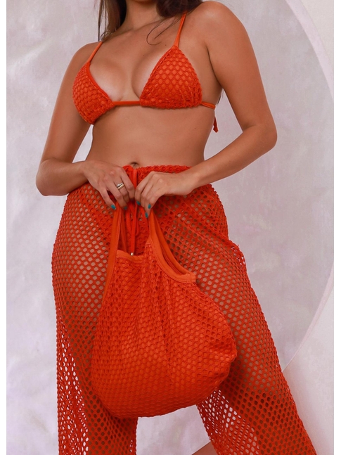 BOLSA SACOLA NA TELA ARRASTÃO LARANJA