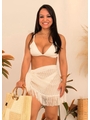 SAÍDA DE PRAIA PAREÔ CROCHÊ COM FRANJA OFF WHITE TDV845 - 1