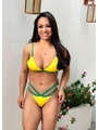 BIQUÍNI TRADICIONAL REGULADOR CALCINHA FITA DUPLA AMARELO COM VERDE LOOK1256 - 1